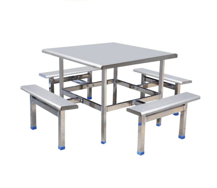 FH21-8003 不锈钢八位固定式餐桌椅