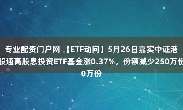 专业配资门户网 【ETF动向】5月26日嘉实中证港股通高股息投资ETF基金涨0.37%，份额减少250万份
