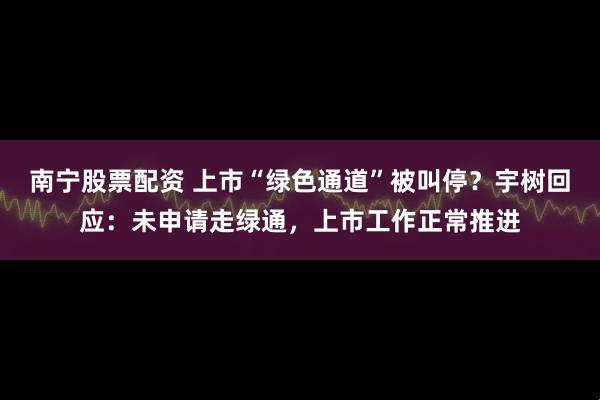 南宁股票配资 上市“绿色通道”被叫停？宇树回应：未申请走绿通，上市工作正常推进